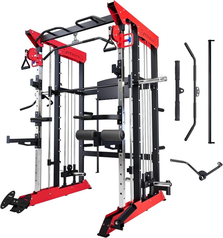 Power Cage Smith Machine - 3600lbs Multi-Functional Power Rack w/Cable Crossover