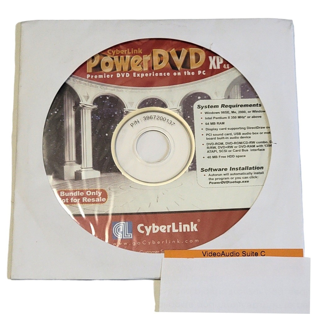 CyberLink PowerDVD XP 4.0 Software CD ROM 2002