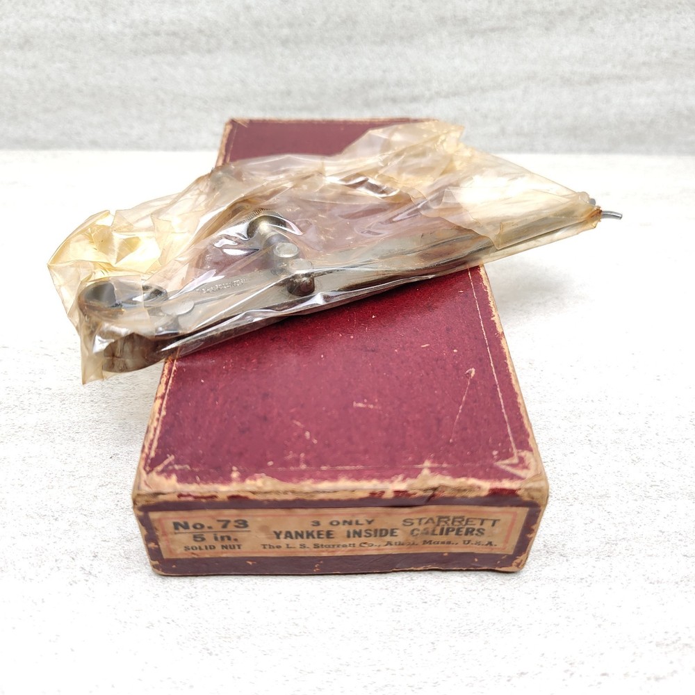 Starrett 73 Yankee Spring-Type Flat Leg Inside Caliper 5", Solid Nut, NOS