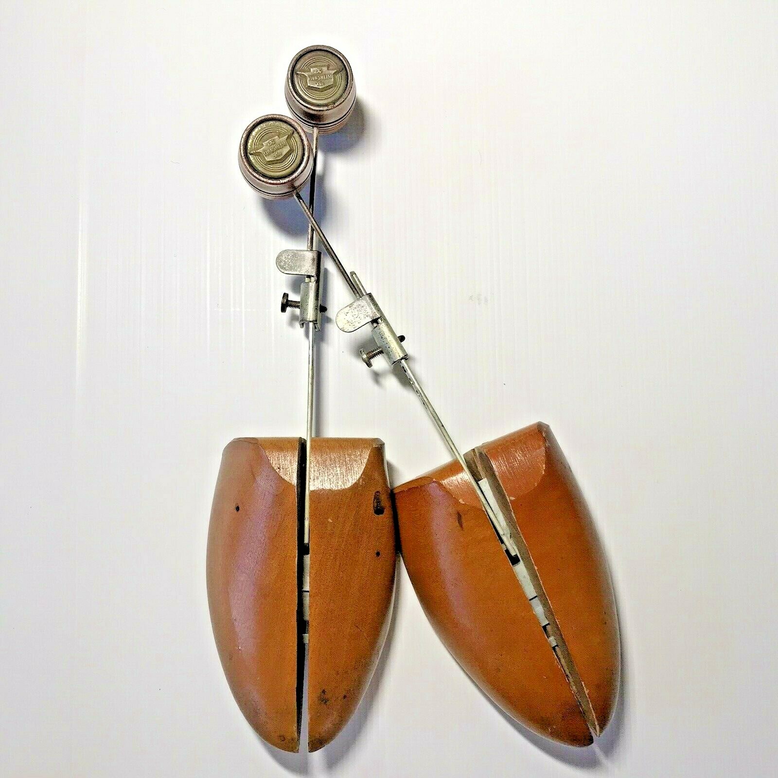 Vintage Pair Florsheim Solid Wood Shoe Tree Stretcher Shaper Mold Adjustable Sz4