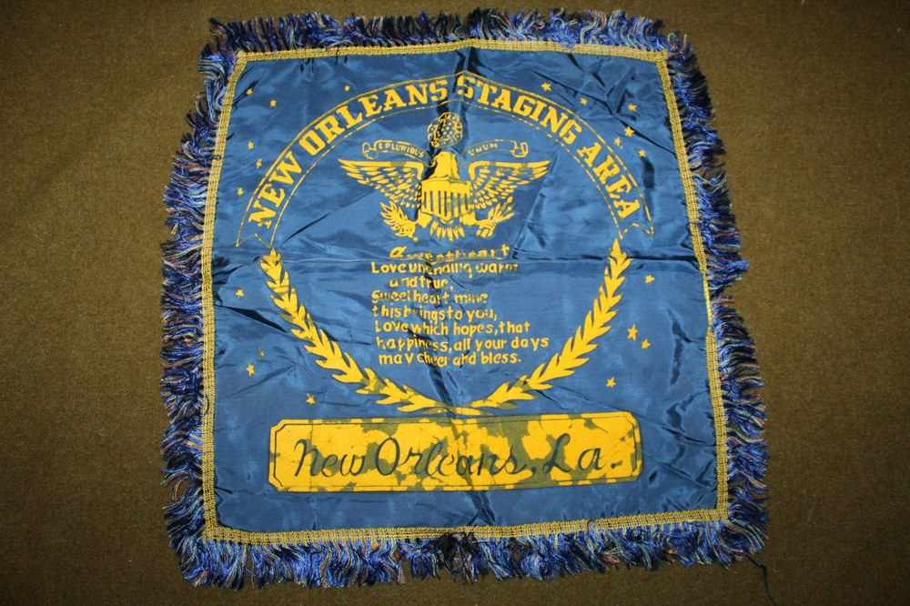 Original WW2 U.S. Army Staging Area New Orleans, LA Sweetheart Poem Pillow Cover