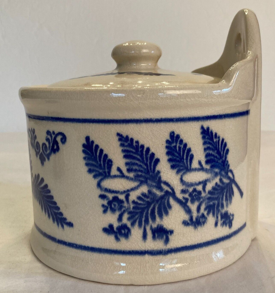 Blue and White Stoneware Salt Cellar