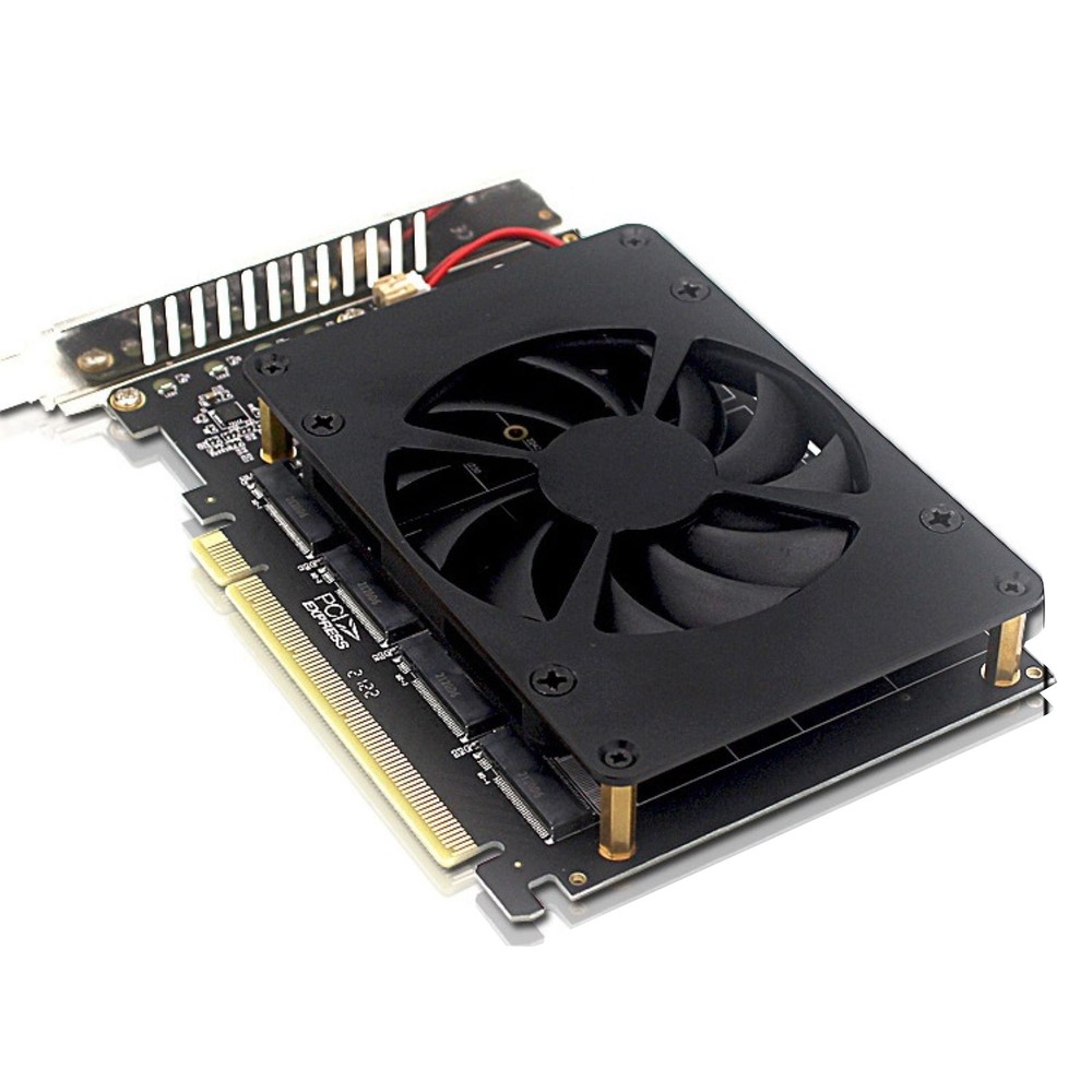 SSD Adapter Card PCIE 3.0/4.0 4*32Gbps NVME M.2 MKEY 4-Disk Soft RAID Array