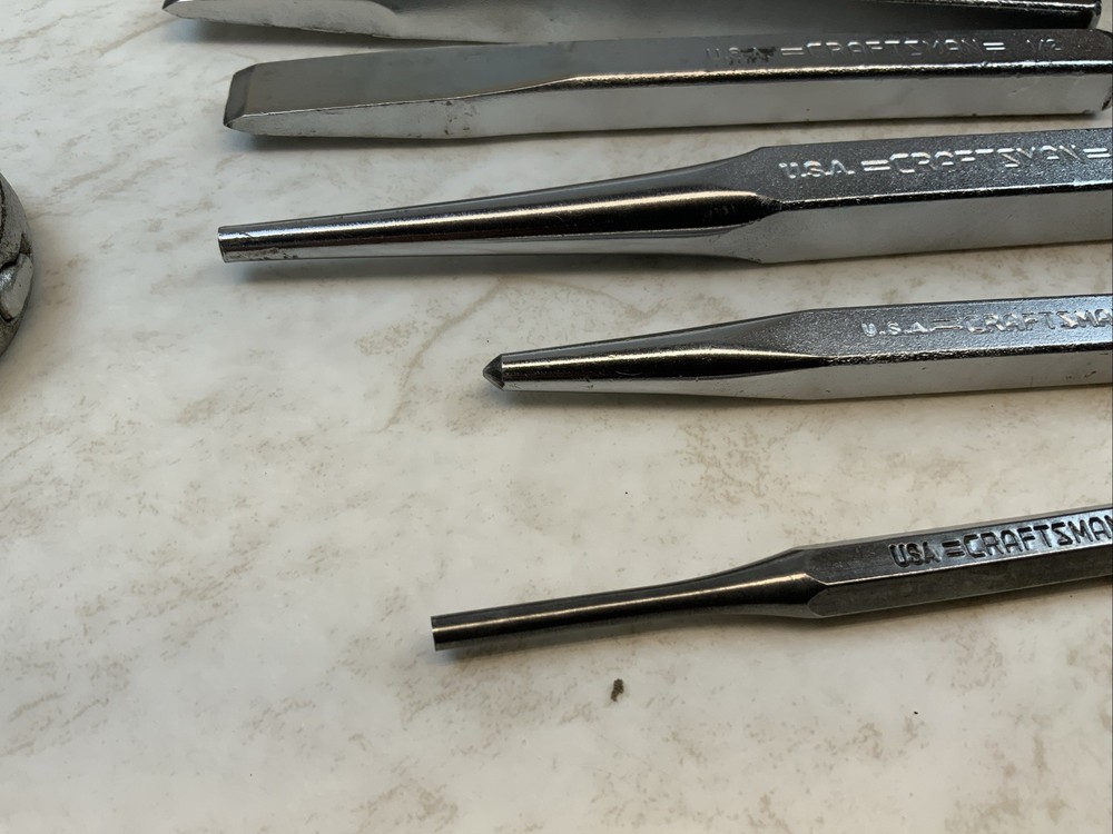 CRAFTSMAN 4302, 5pc PUNCH & CHISEL Set, Dusty Case, USA Made
