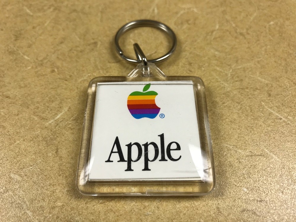GIFT IDEA - Coolest Apple Keychain Ever ____ Apple Computer Rainbow Logo. RARE