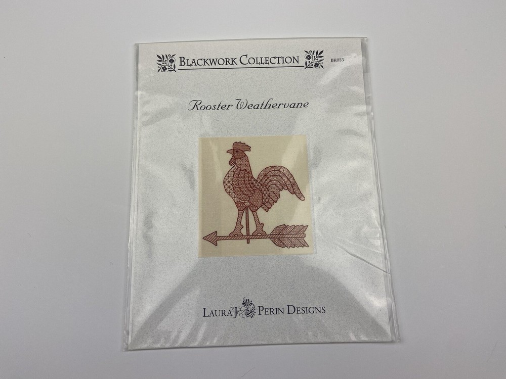 Laura J Perin Design Rooster Weathervane Needlepoint Pattern Red-work