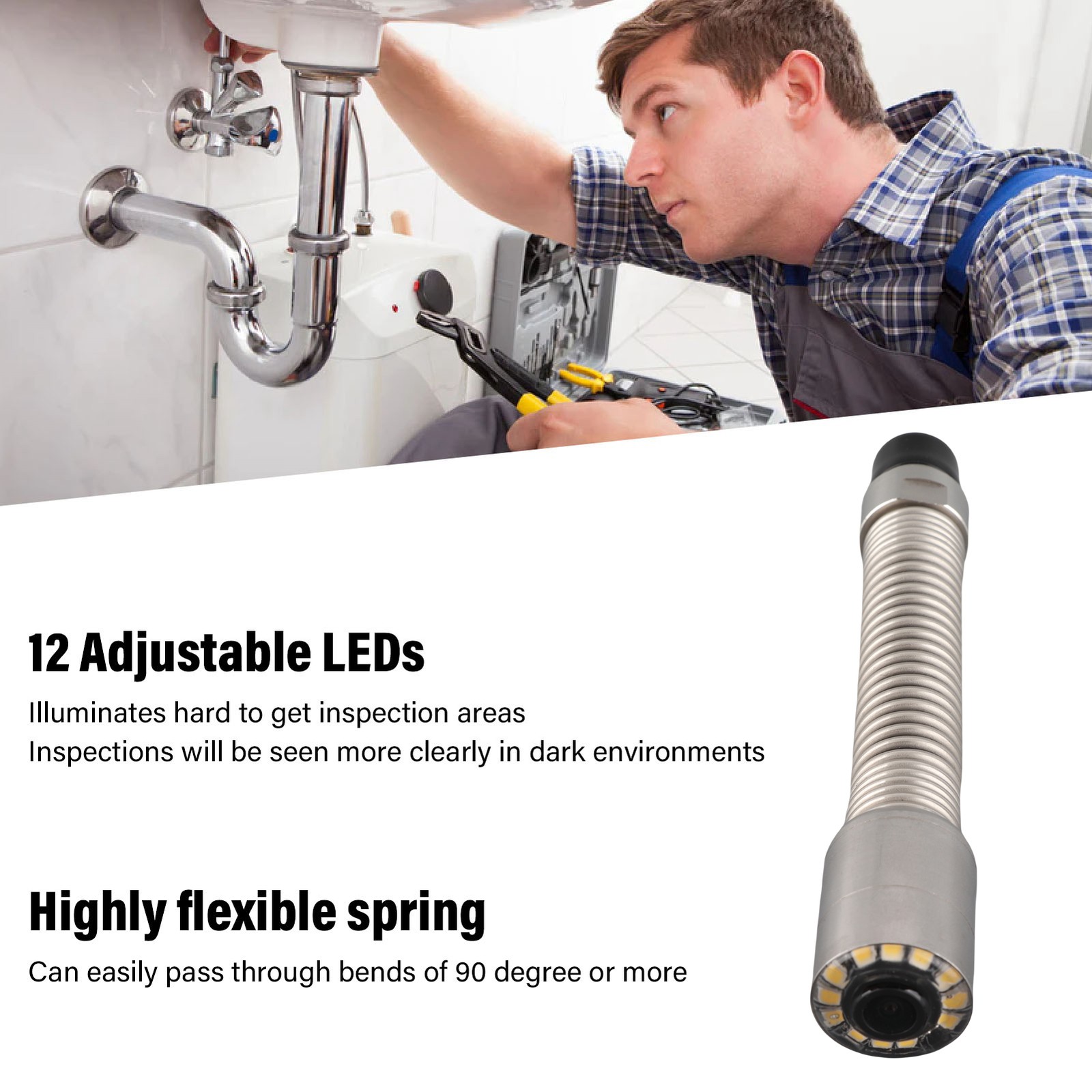 23mm Sewer Inspection Camera Head Professional IP68 Water Resistant 15mm Thread