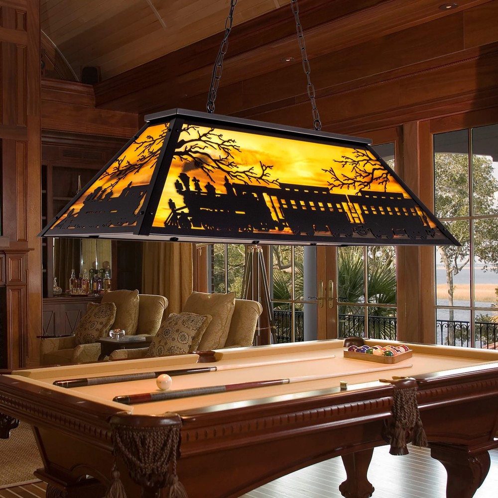 3 Light Pool Table Light, Vintage Train Billiard Light Kitchen Island Pendant...