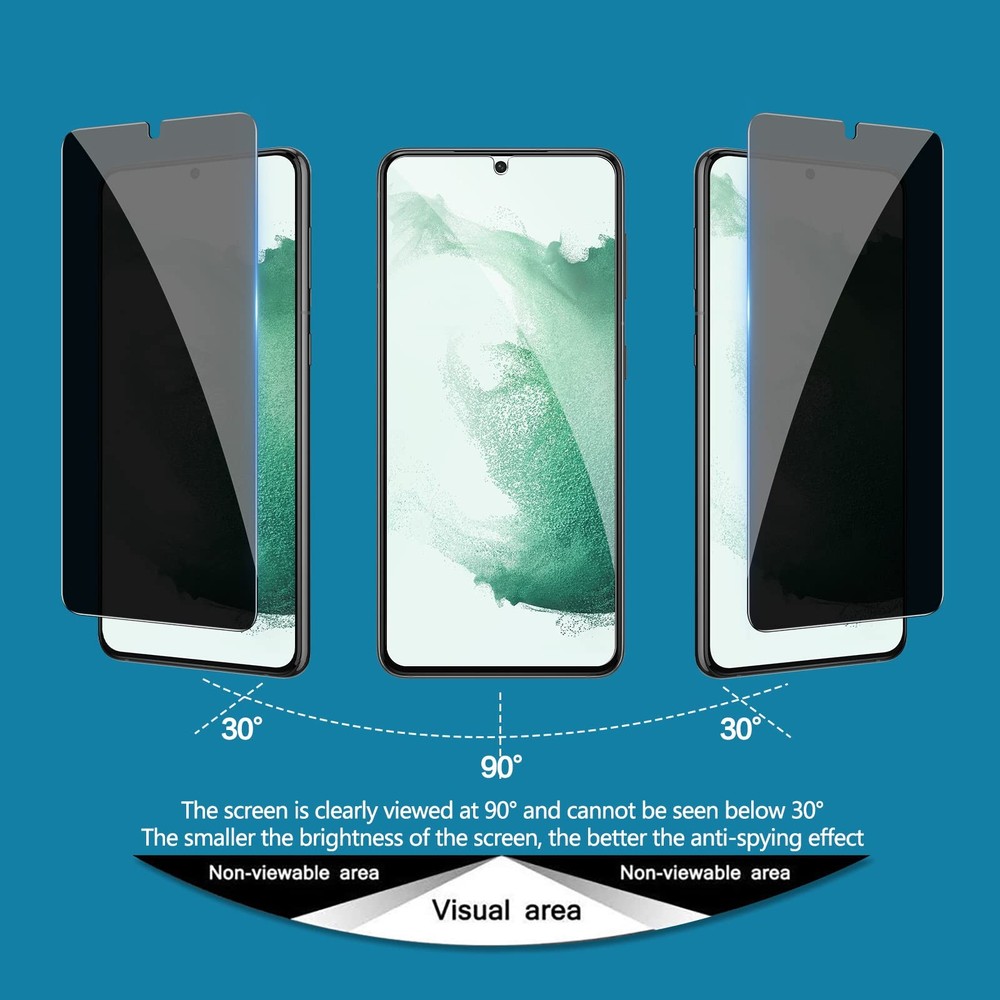 2+2 Pack for Samsung Galaxy S22 Plus Privacy Screen Protector Support Fingerp...