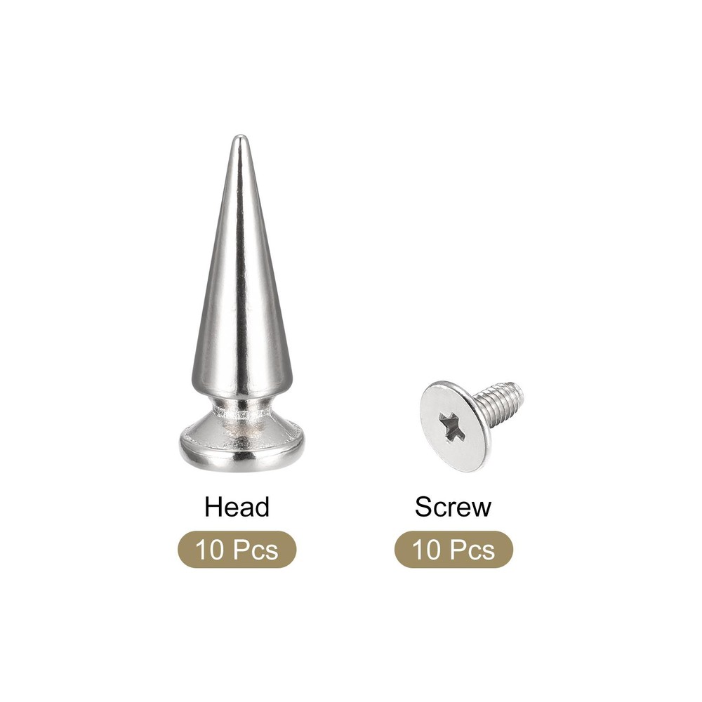 10x26mm Screw Back Rivets, 10 Set Solid Leather Studs Silver Tone