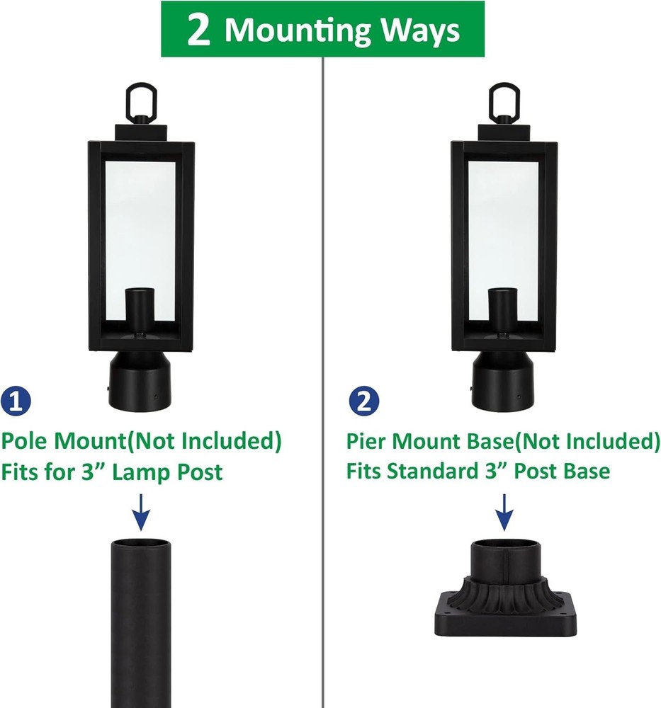 LIT-PaTH Outdoor Post Lighting Fixture with E26 Medium Base Max 60W, Metal...