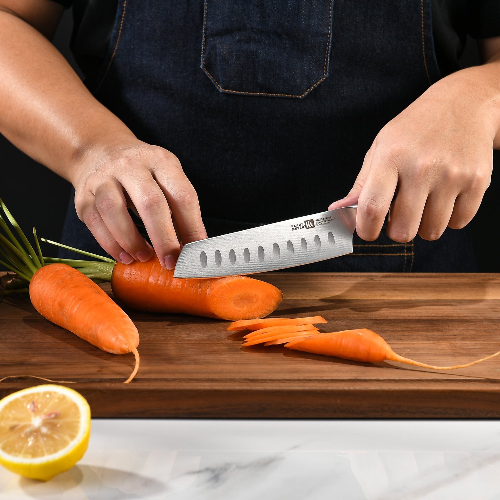 Klaus Meyer Stahl High Carbon Steel 5.5 inch Santoku Kitchen Chef Knife