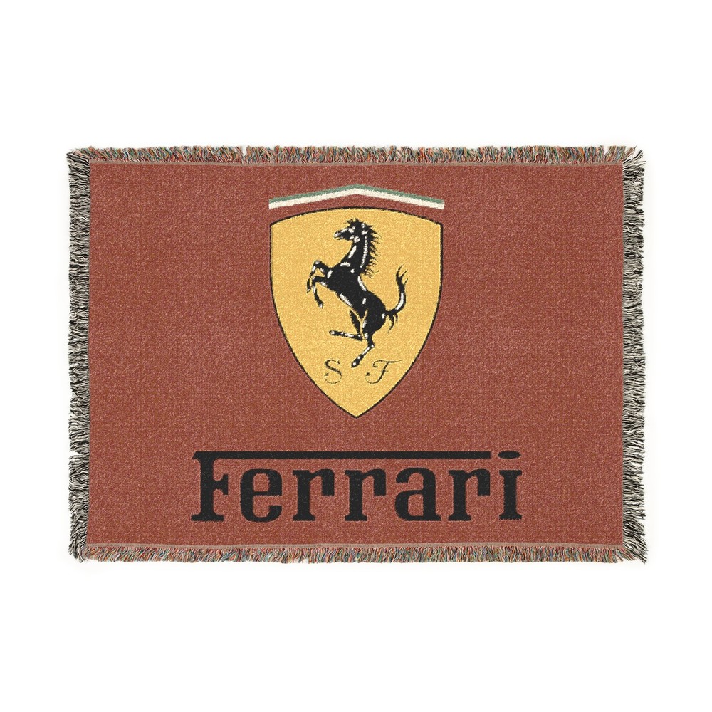 Ferrari Prancing Horse Woven Blanket | Car Logo Throw