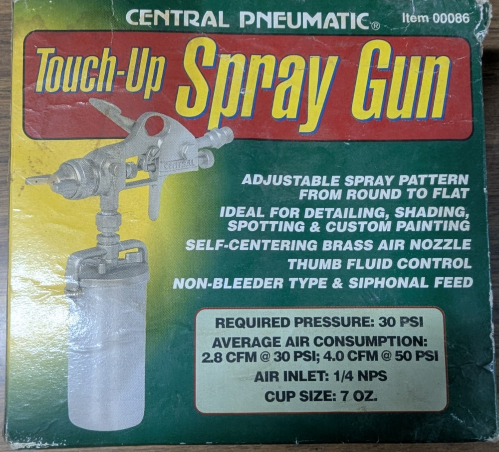 Central Pneumatic #00086 Touch-Up Spray Gun