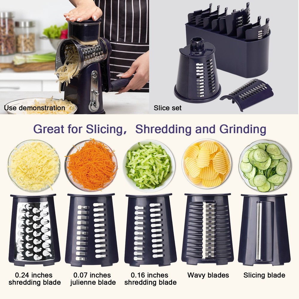 Vegetable & Fruit Chopper: 5-Cylinder Kitchen Dicer & Slicer Roller Cutter