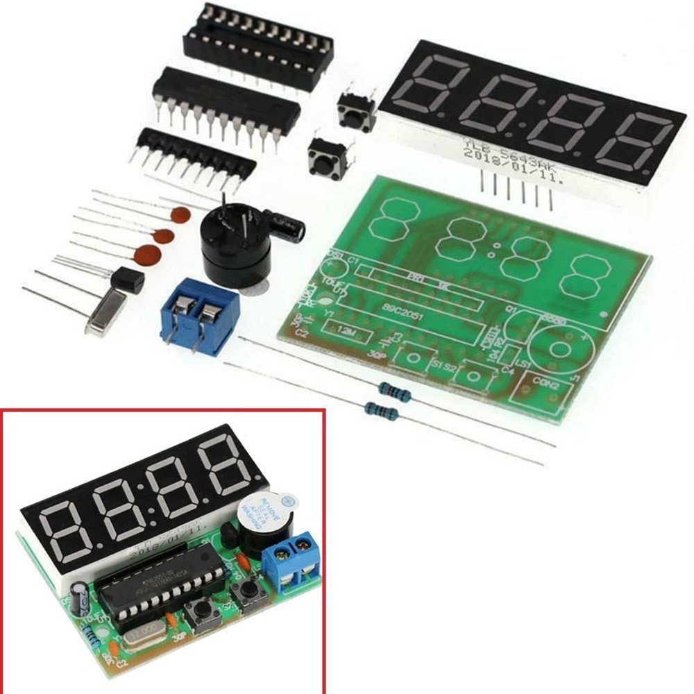 DIY Soldering Practice AT89C2051 4 Bit Digital Clock with Time Chime Function