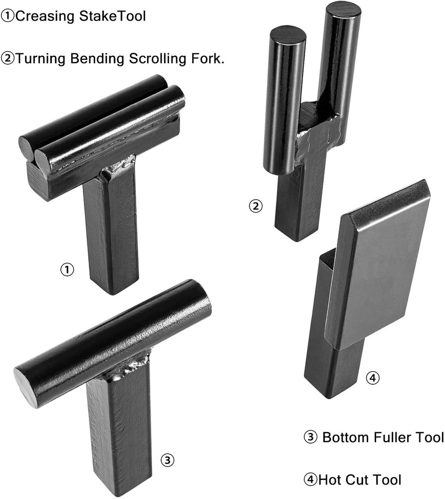 1" Blacksmith Forge Tool w/ Hot Cut,Creasing Stake,Turning Bending Scrolling Kit