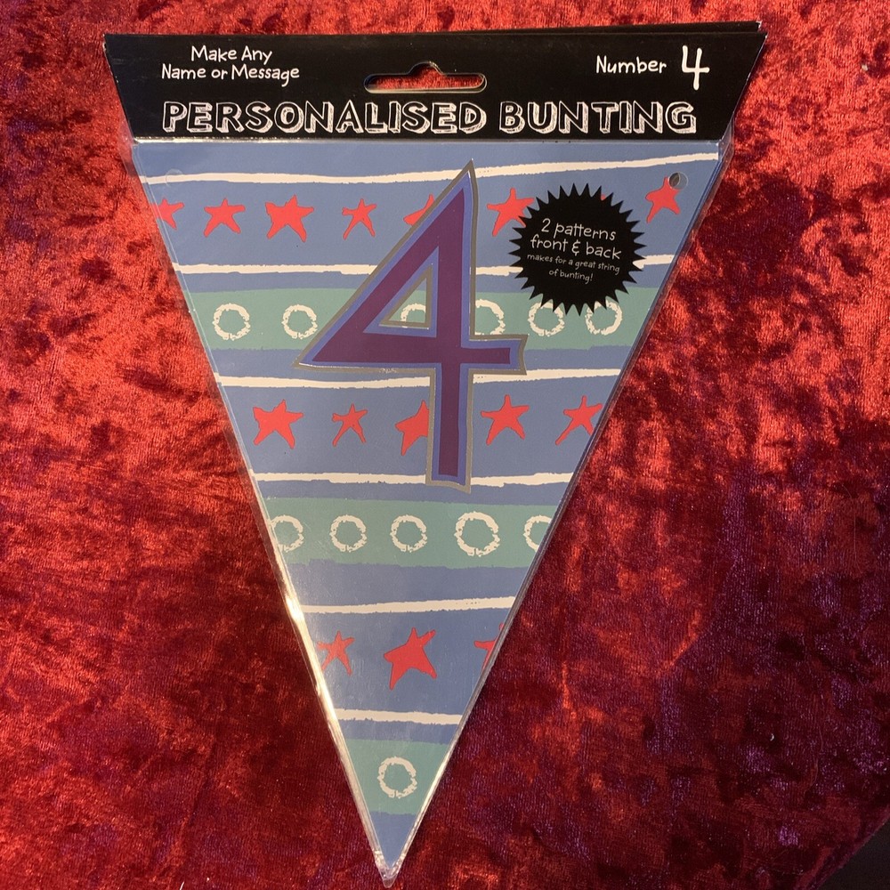 Make Any Message Or Name Personalised Bunting Multicoloured  Number 4