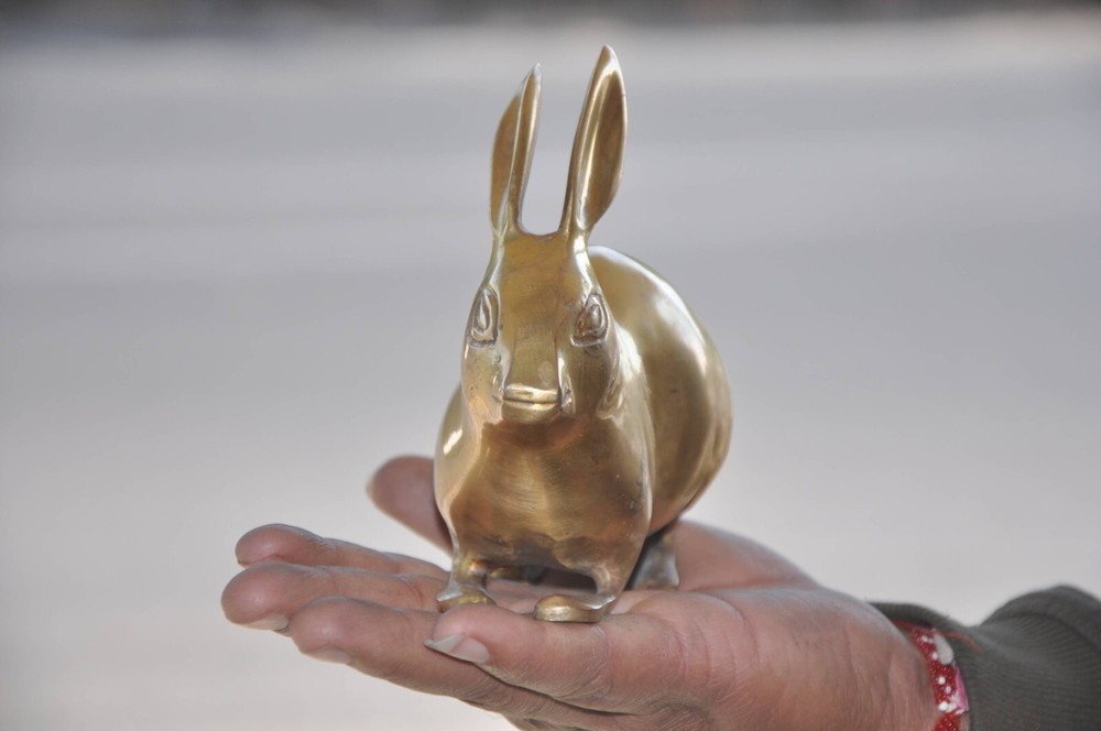 Vintage Brass Handcrafted Solid Rabbit Decorative Figurine