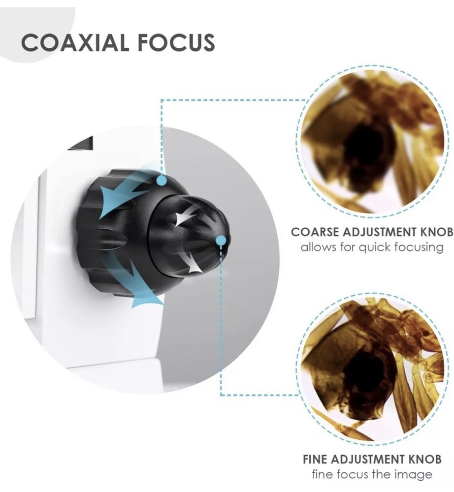 Microscopes Biological Microscope 40x-1000 Adjustable Duel LED Illumination