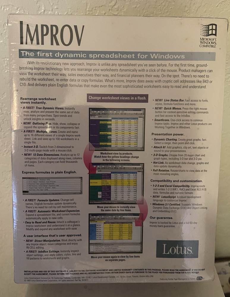Lotus Improv Spreadsheet For Microsoft Windows 2.0 NEW