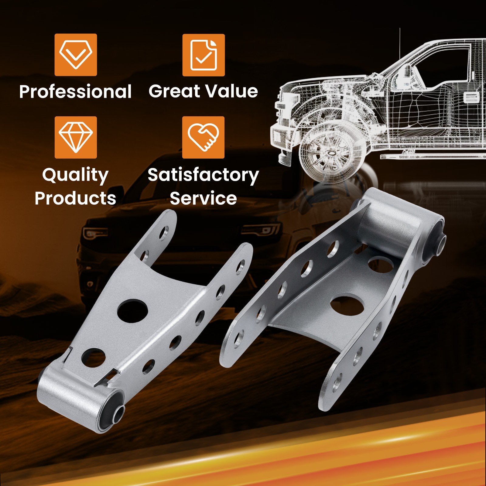 Rear 2"-3" Suspension Lowering Drop Shackles Kit for Chevy Silverado 1500 88-18