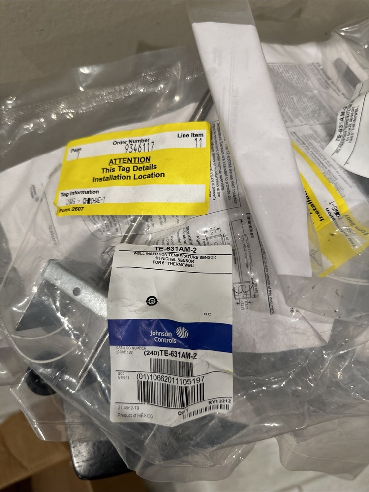 Lot-8 Johnson Controls TE-631AM-2, Well Insertion Temperature Sensor