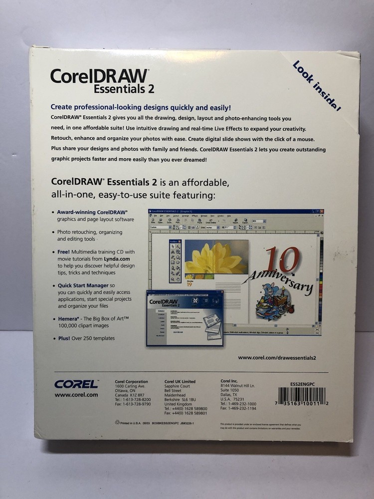 Corel Drawing Essentials 2 Windows ESS2ENGPC Photo Editing Suite Program