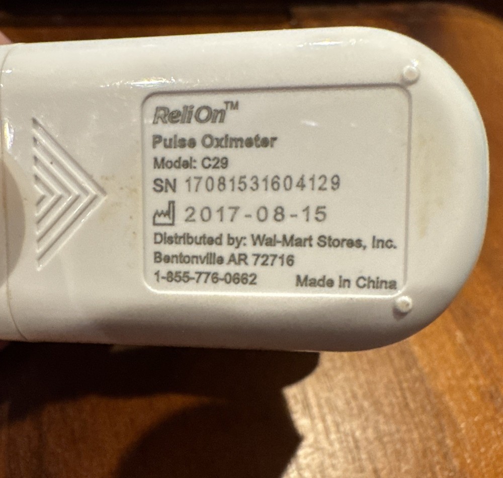 ReliOn Pulse Oximeter Model C29 With Case