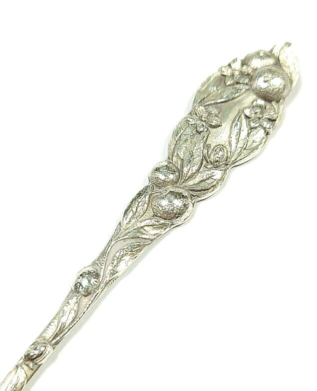1904 DH Sterling Silver Fruit and Flower Pattern Spoon