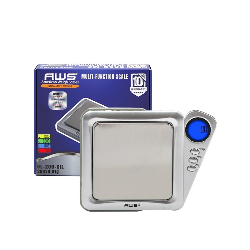 AWS-BL-200-SILVER-MULTI-FUNCTION SCALE-200X0.01G-COLOR CHANGING MODES!!