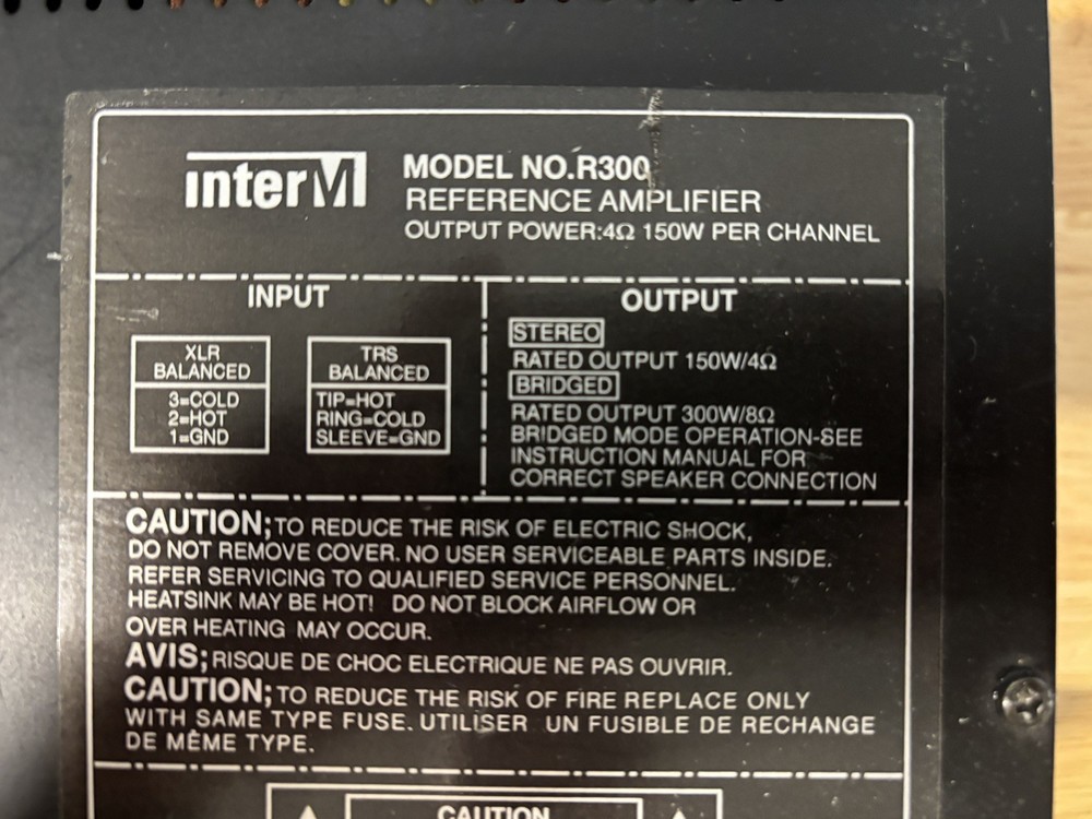 InterM R-300 300W Reference Rack Mount Stereo Power Amplifier