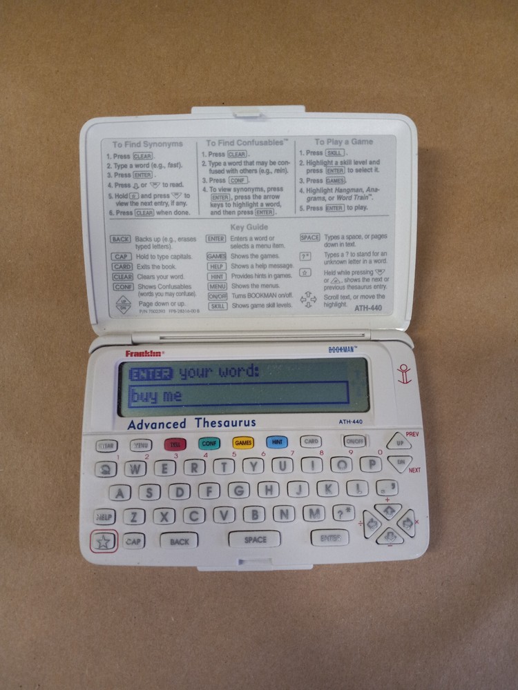 Franklin Bookman Advanced Thesaurus ATH-440 TESTED