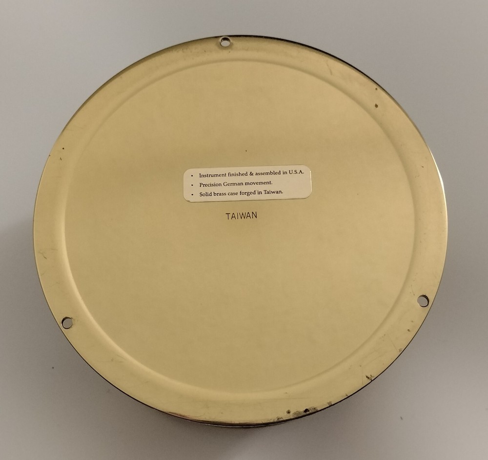 BRASS WEST MARINE BAROMETER & CLOCK, WORKING CONDITION.