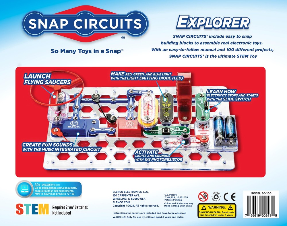 Jr. SC100, Electronics Explorer Kit, 100+ Projects, Stem, Child 8+, Elementary S
