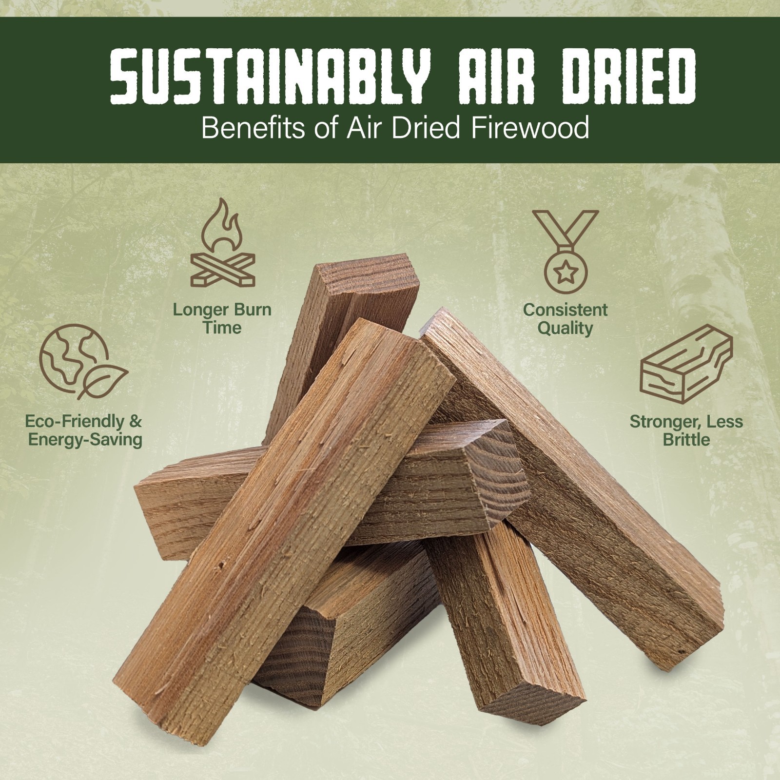 Mini Firewood & Fatwood - 100% Ash Hardwood - 4in Lengths - 5Lbs