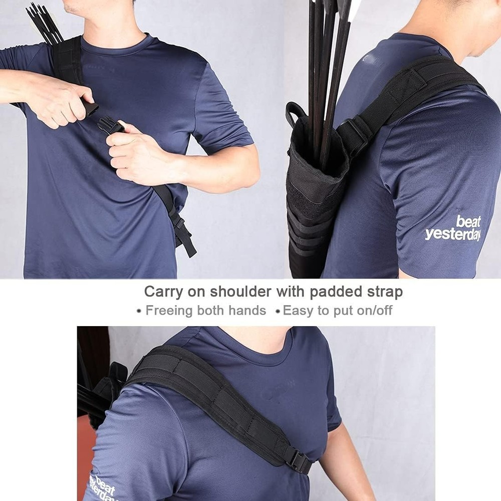Stylish Black Polyester Arrow Quiver with Adjustable Strap & Molle System