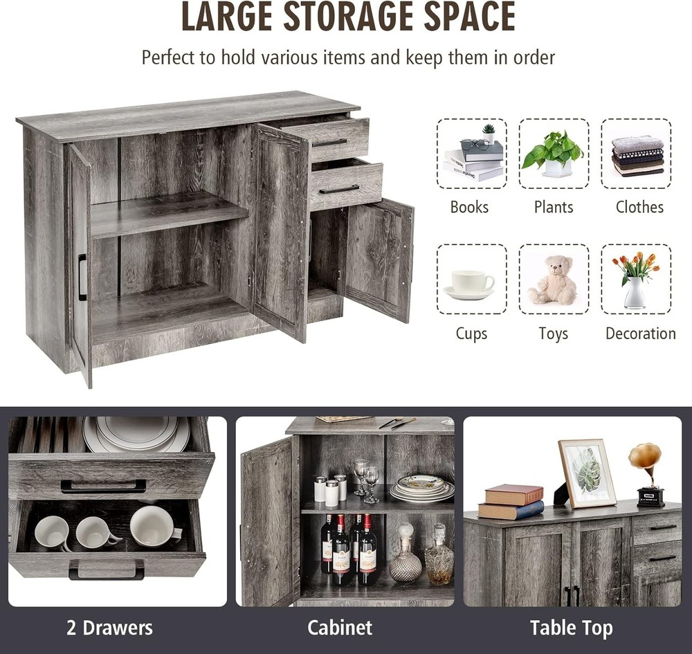 Buffet Server Sideboard Storage Cabinet Console Table Utensils Organizer Kitc...