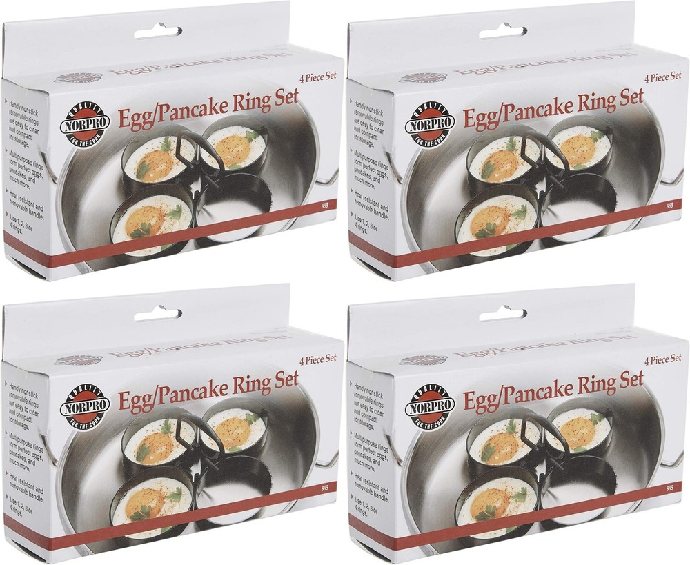 Norpro 4-Piece Nonstick Egg/Pancake Ring Set, 3.5 Inch Diameter (4-Pack)