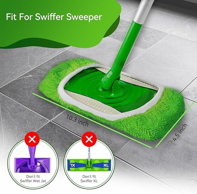 3 Pack Reusable Microfiber Mop Pads Compatible with Swiffer Sweeper, Washable...