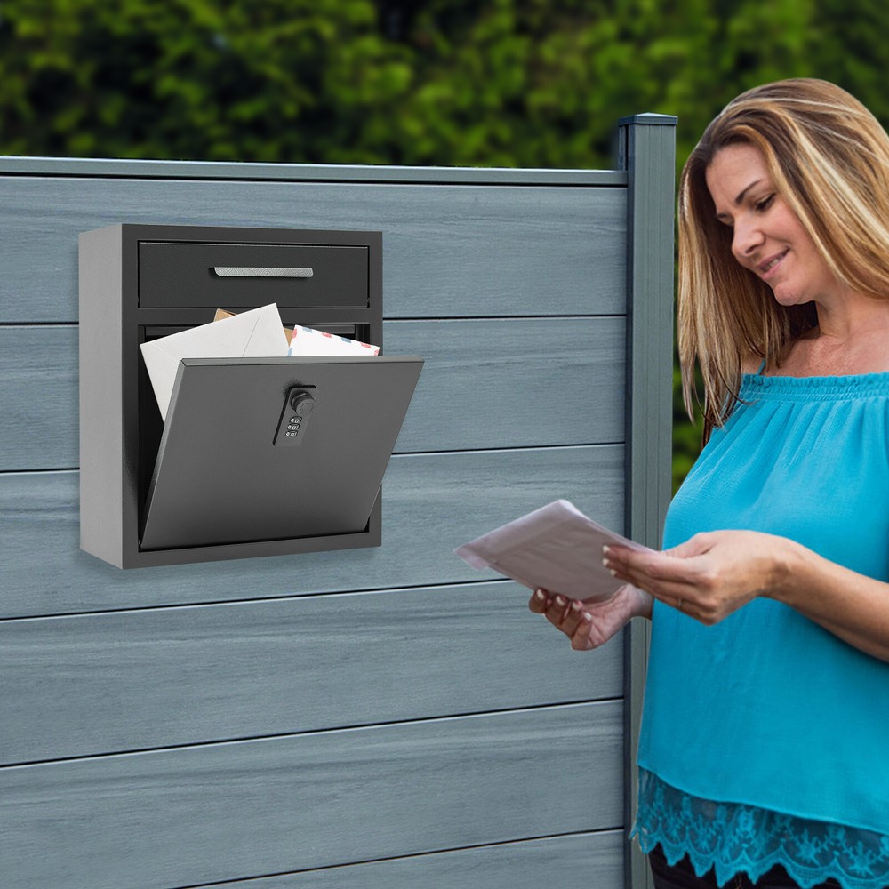 Wall-Mounted Mailbox With Combination Lock for Secure Mail Storage