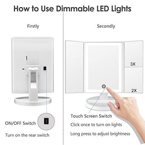 Makeup Vanity Mirror with 36 Dimmable Lights, Dual Power LED Lighted White