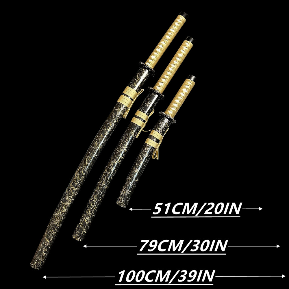 Black Samurai Katana Sword Set 3PCS Japanese Decorative Display Unsharpened