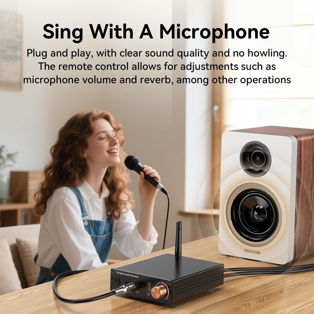 Bluetooth 6.0 Receiver, Bluetooth Audio Adapter with 3.5mm AUX RCA Cable, Wir...