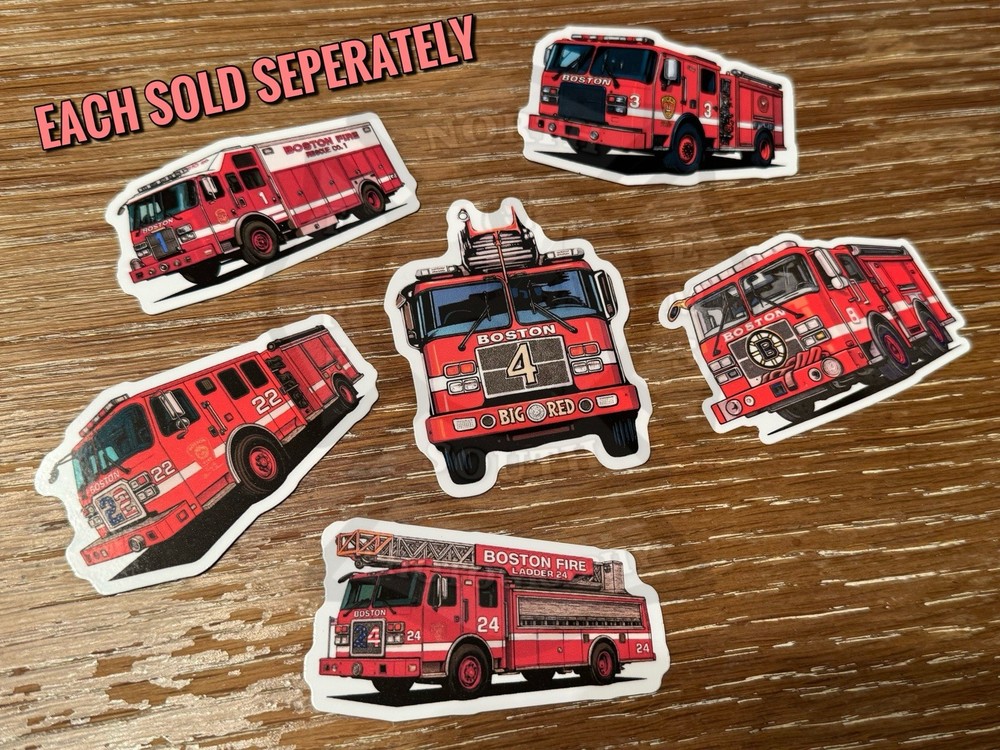 Boston Fire Dept Engine 3 Eagle Three E-One Cartoon Apparatus Sticker Decal