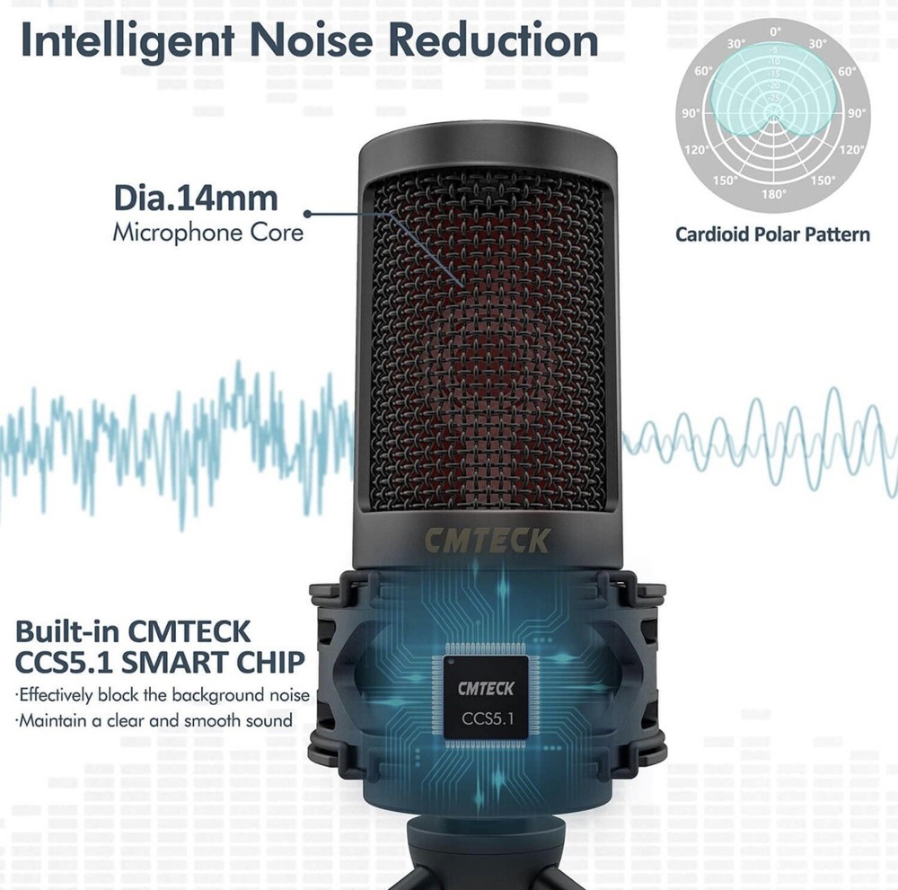 USB Microphone,Podcast Microphone with Pop Filter&Mute Button,Compatible Laptop