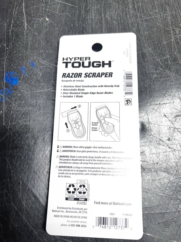 Hyper Tough Razor Scraper with Soft Grip Handle