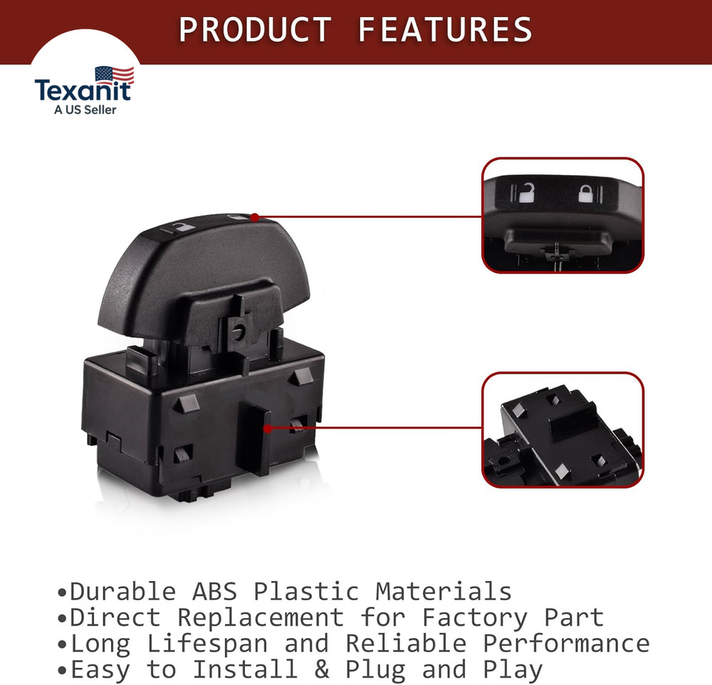 Front Power Door Lock Switch Compatible with 2009-2014 Ford F-150, Switch Assemb