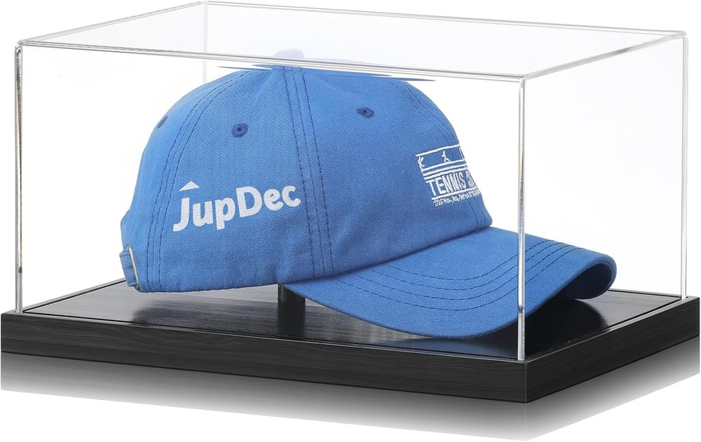 Jupdec Hat Display Case, Clear Acrylic Baseball Cap Display Box Stand, UV