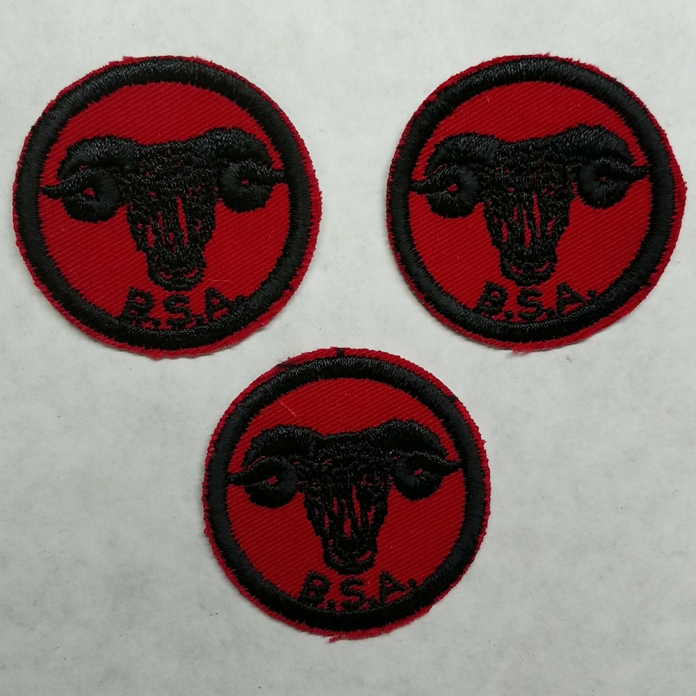 BSA Ram Head Black Bordered Patches 3-Pieces
